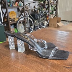 Lulu's Black and Clear Women's Heels